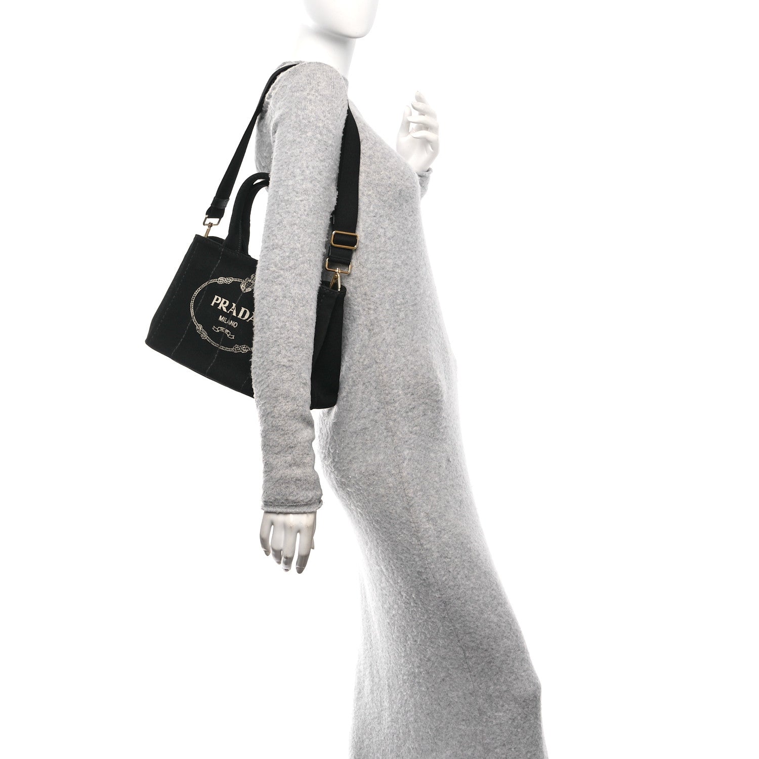 Prada Canapa Small Logo Tote Black Talco 3 of 10