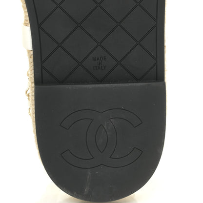 Chanel Lambskin Chain CC Thong Espadrille Sandals 39 White 8 of 12