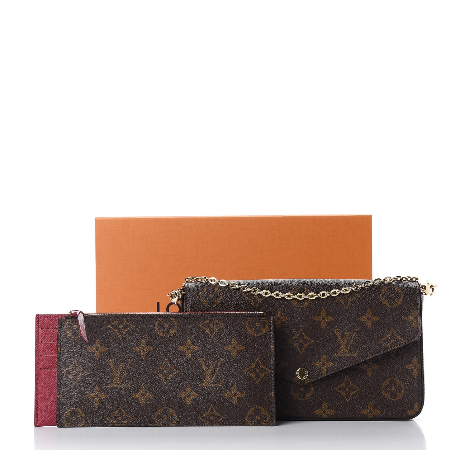 Monogram Pochette Felicie Chain Wallet Fuchsia