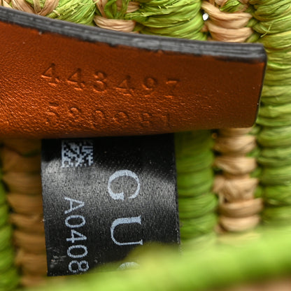 Gucci Raffia Woven Small GG Marmont Shoulder Bag Natural Light Green 6 of 9