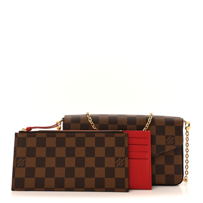 Louis Vuitton Damier Ebene Pochette Felicie Chain Wallet 3 of 14