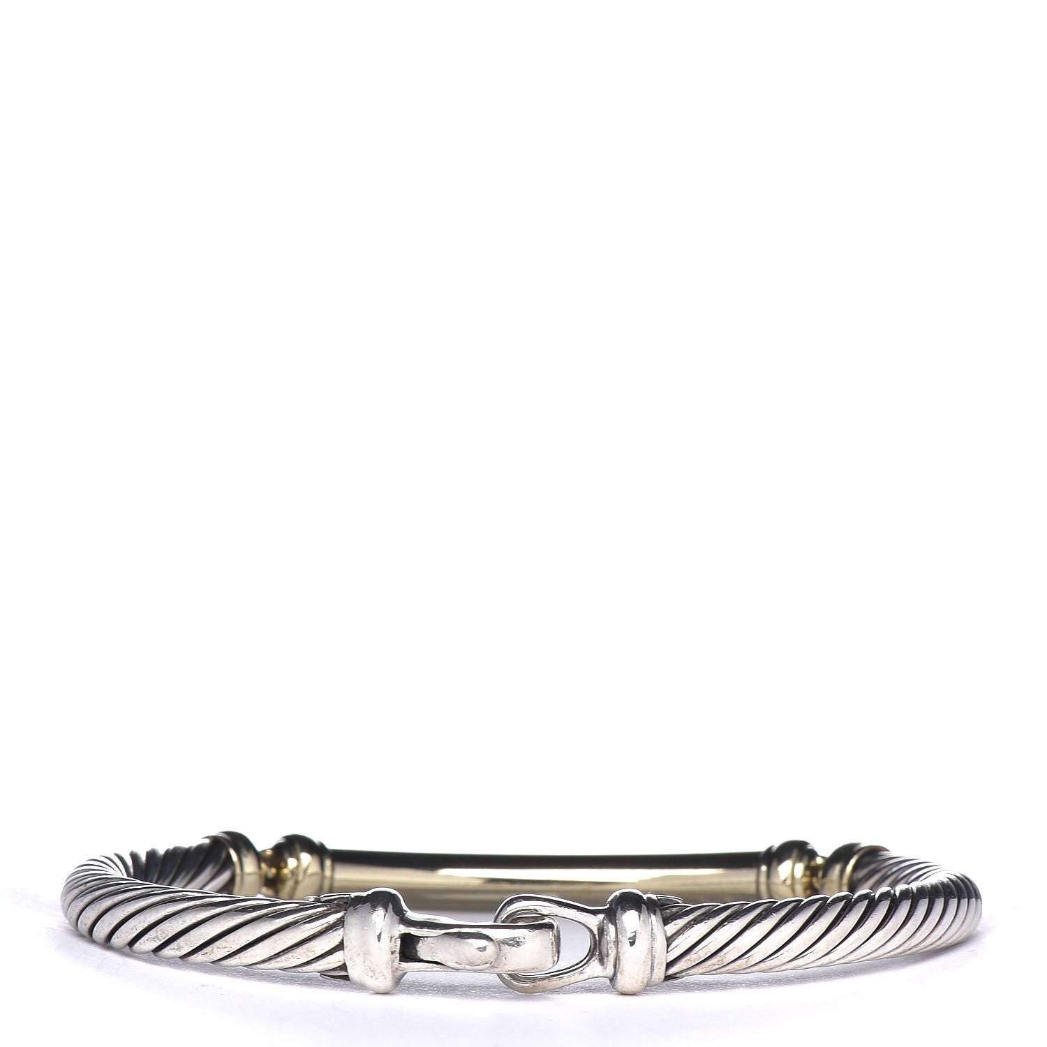David Yurman Sterling Silver 14K Yellow Gold 5mm Metro Cable Bracelet 3 of 5