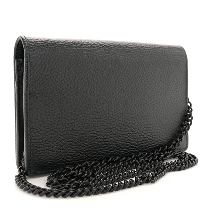 Gucci Dollar Calfskin Enamel Monochrome Mini GG Marmont Chain Wallet Black 3 of 9