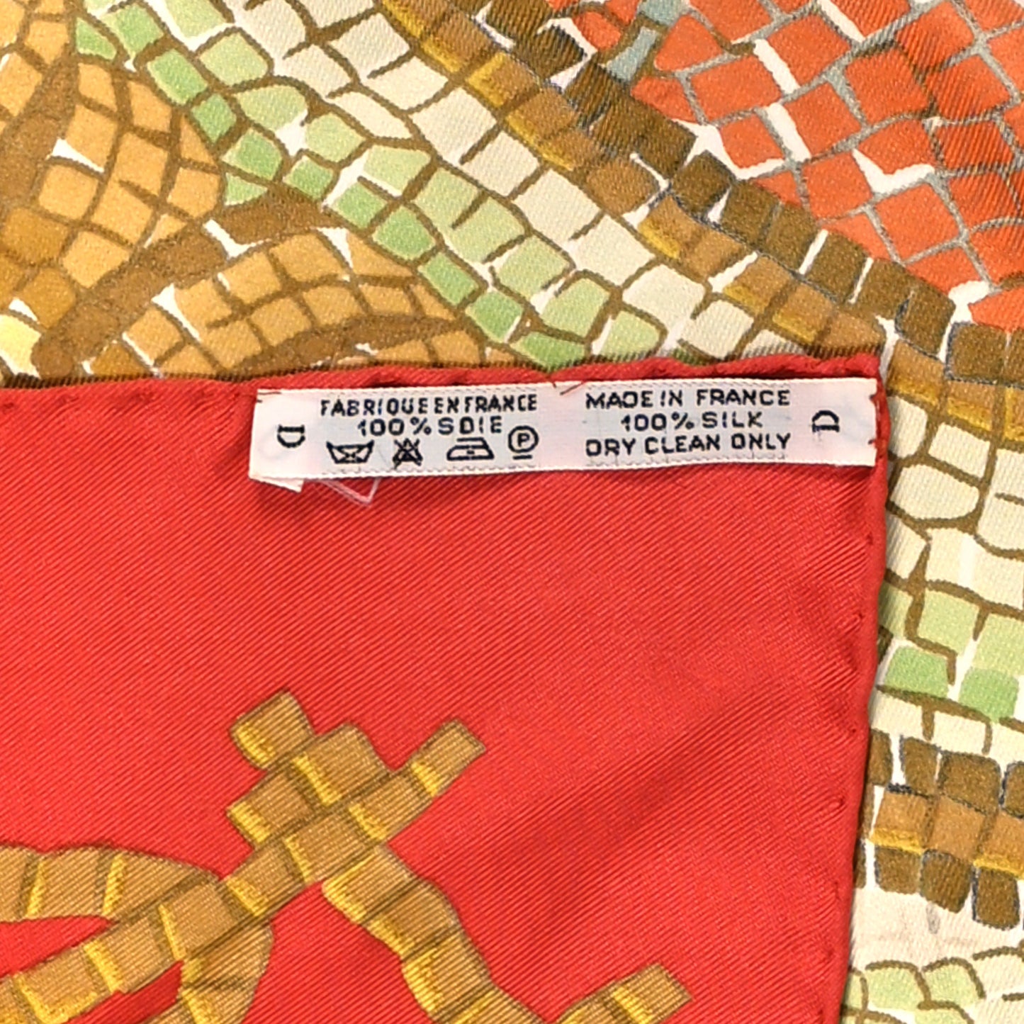 Silk Provence Scarf 90 Red Beige Green
