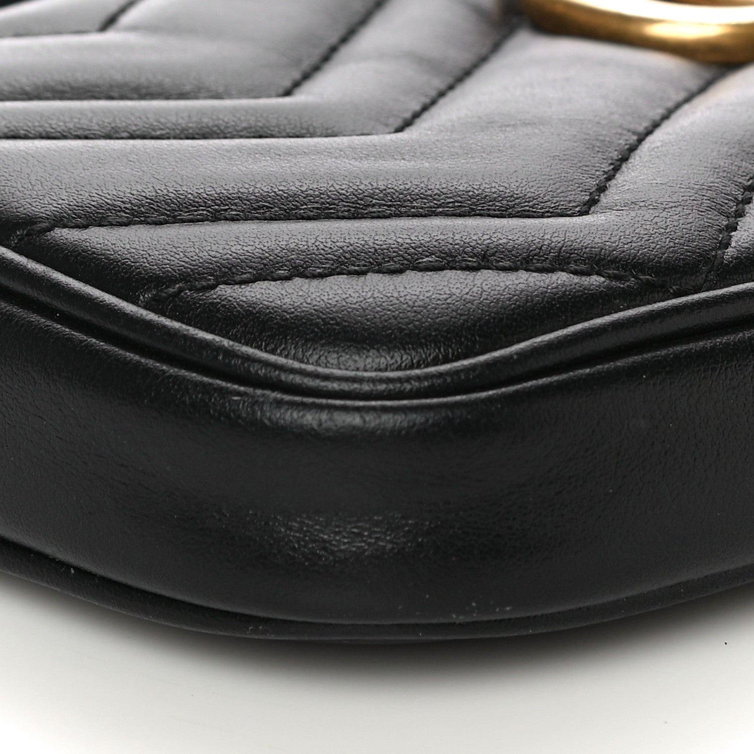Gucci Calfskin Matelasse Mini GG Marmont Chain Crossbody Bag Black 9 of 11