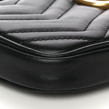 Gucci Calfskin Matelasse Mini GG Marmont Chain Crossbody Bag Black 9 of 11