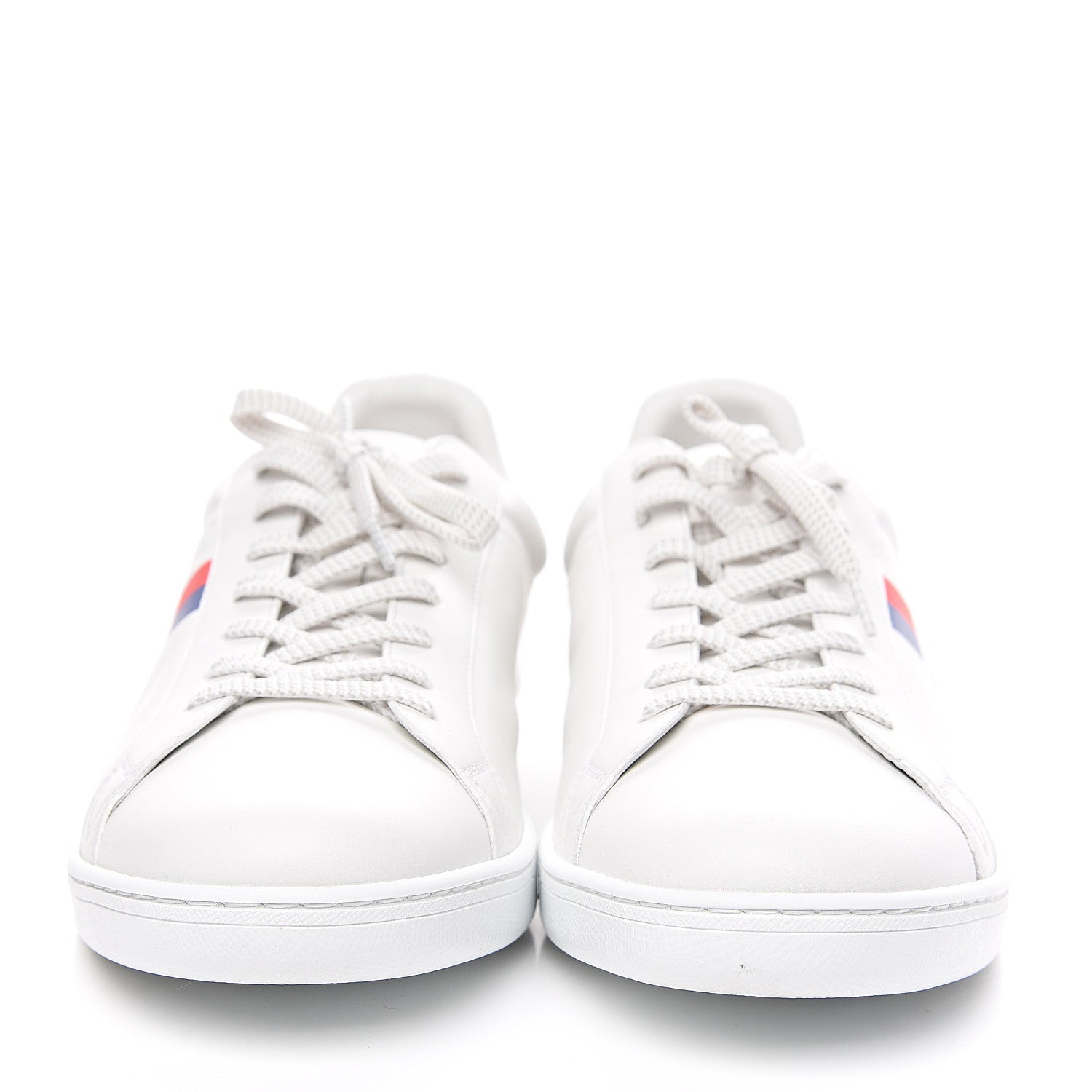 Louis Vuitton Calfskin Luxembourg Sneakers 10 White Red Blue 2 of 10