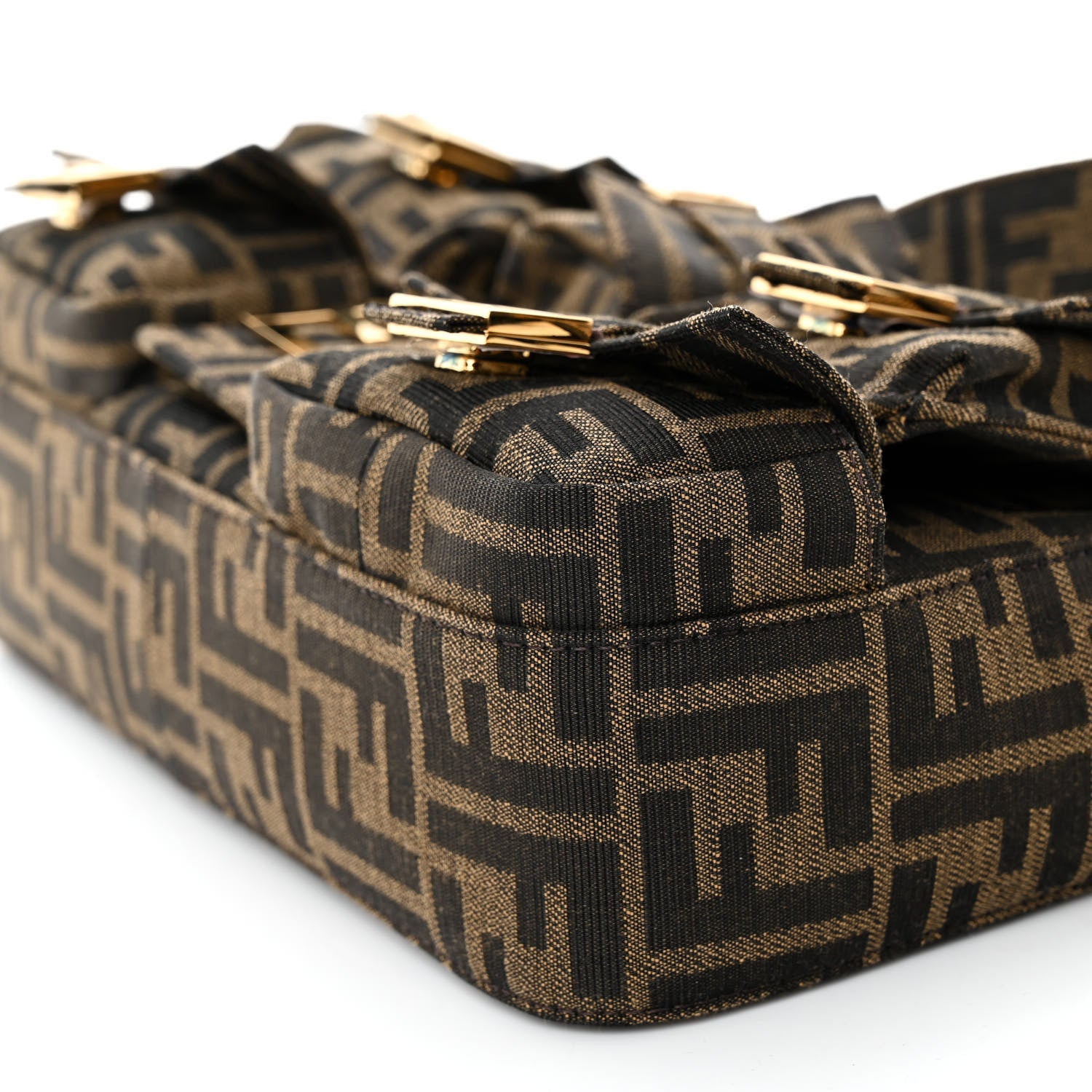Fendi Fabric Jacquard FF 1974 Multipocket Baguette Tobacco Moro 9 of 9