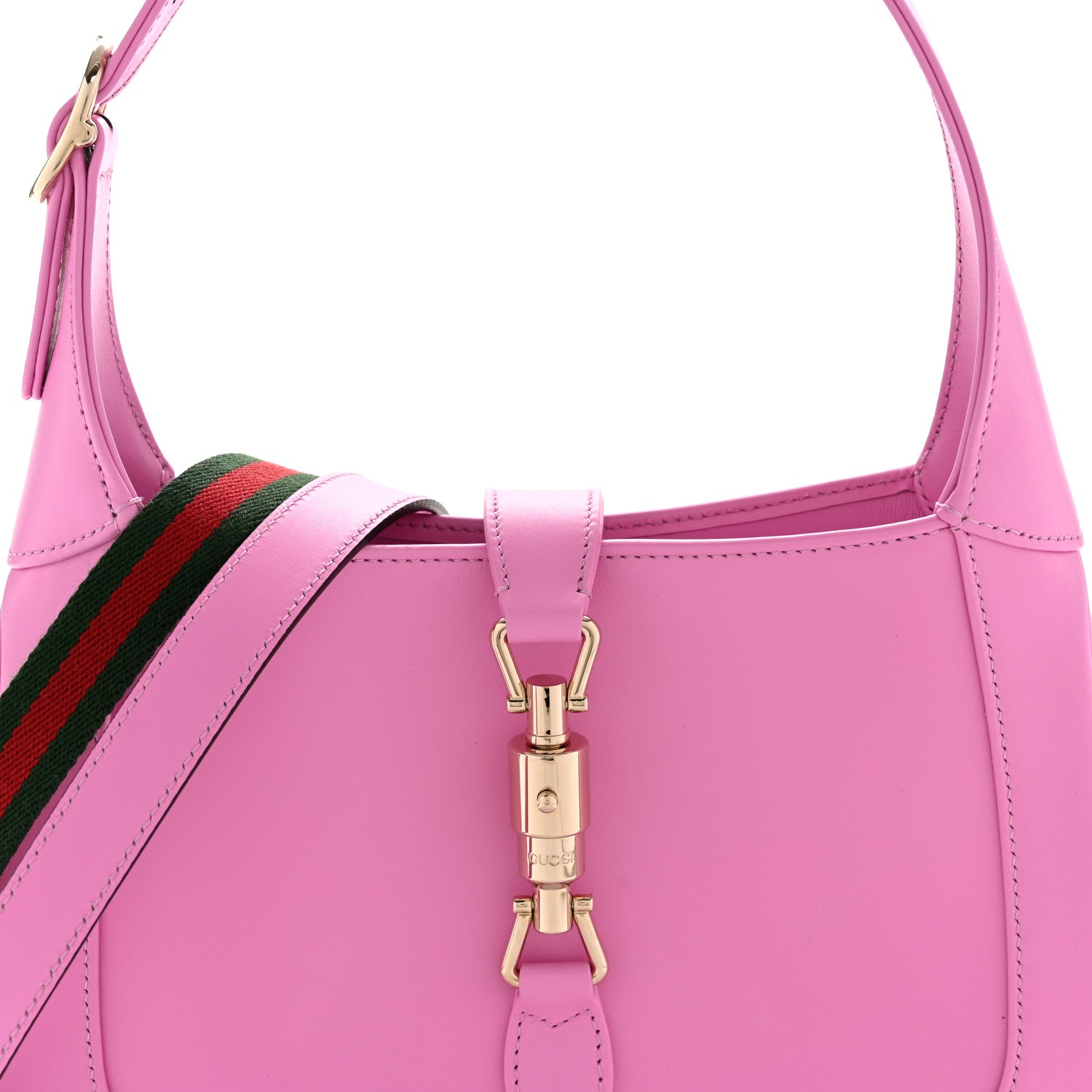 Gucci Ancora Calfskin Web Medium Jackie 1961 Hobo Pink 7 of 10