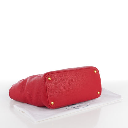 Prada Vitello Daino Side Pocket Tote Rosso 4 of 10