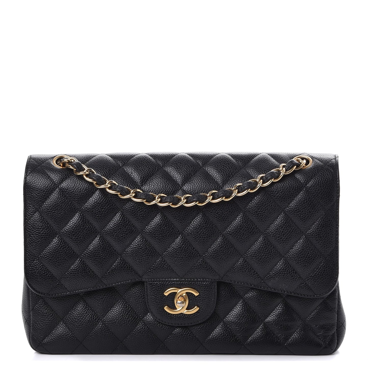 Caviar Quilted Jumbo Double Flap Black