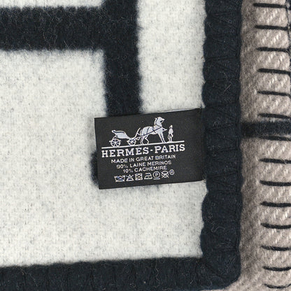 Hermes Wool Cashmere Avalon Blanket Ecru Gris Fonce 3 of 3