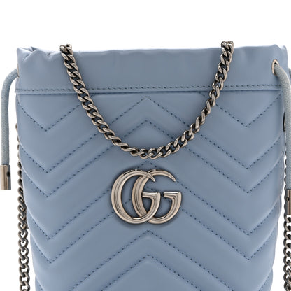 Gucci Calfskin Matelasse Mini GG Marmont 2.0 Bucket Bag Porcelain Light Blue 8 of 10