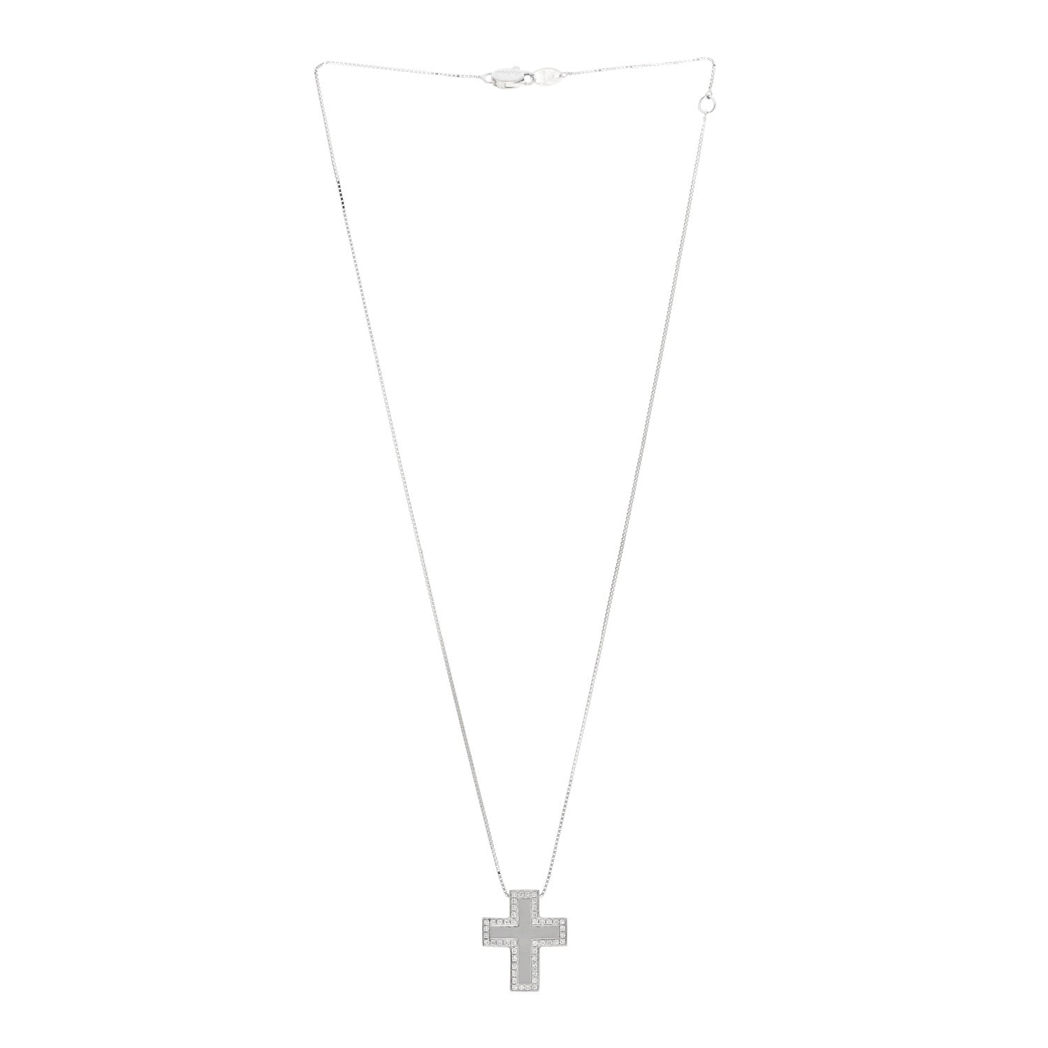 Damiani 18K White Gold Diamond Cross Pendant Necklace 3 of 4