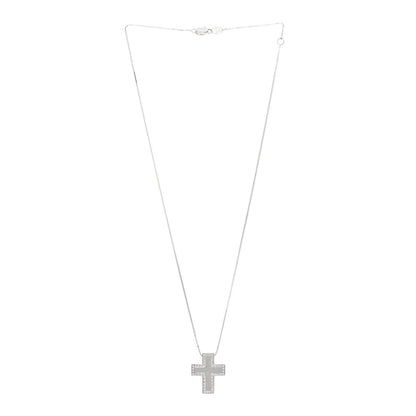 Damiani 18K White Gold Diamond Cross Pendant Necklace 3 of 4