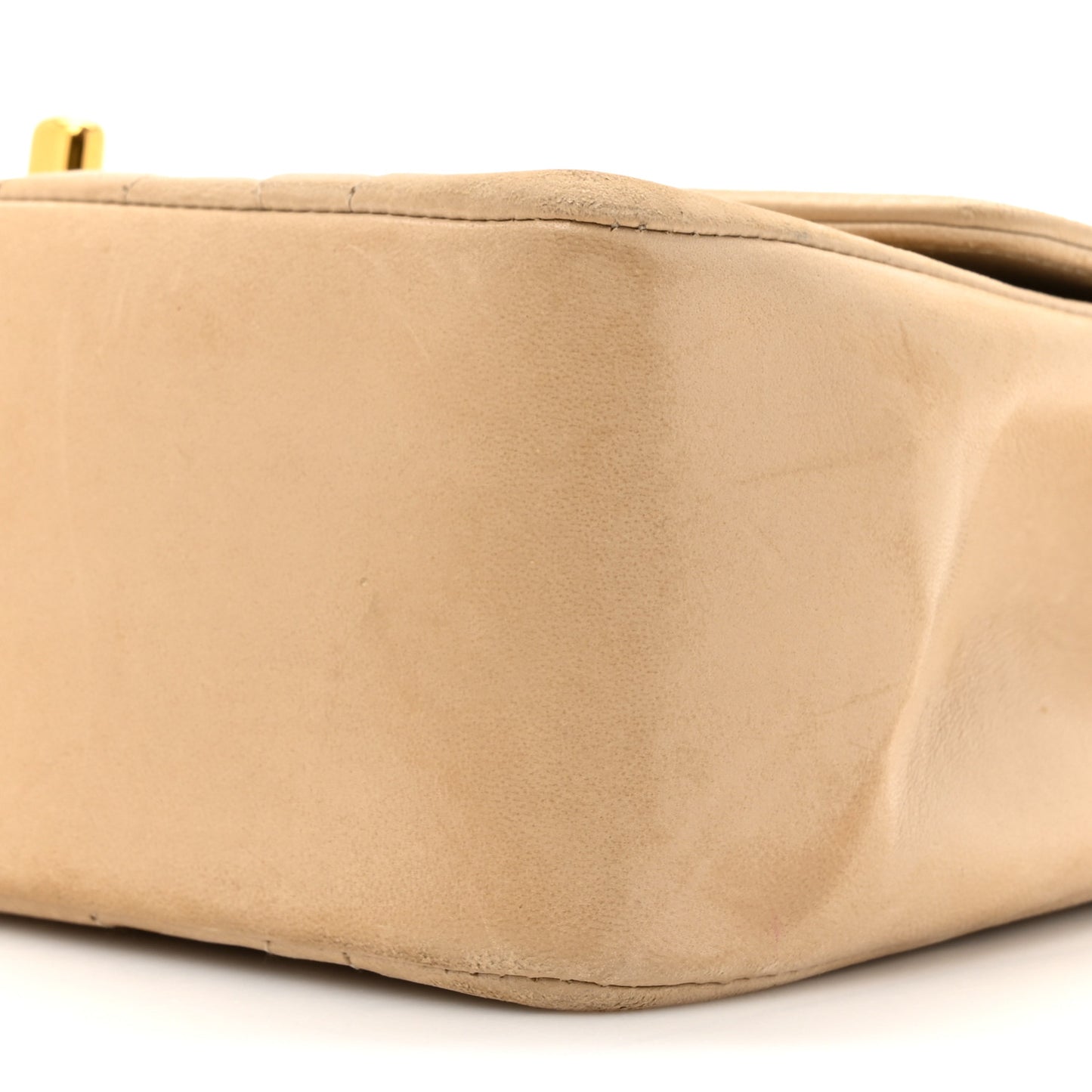 Lambskin Quilted Small Single Flap Beige