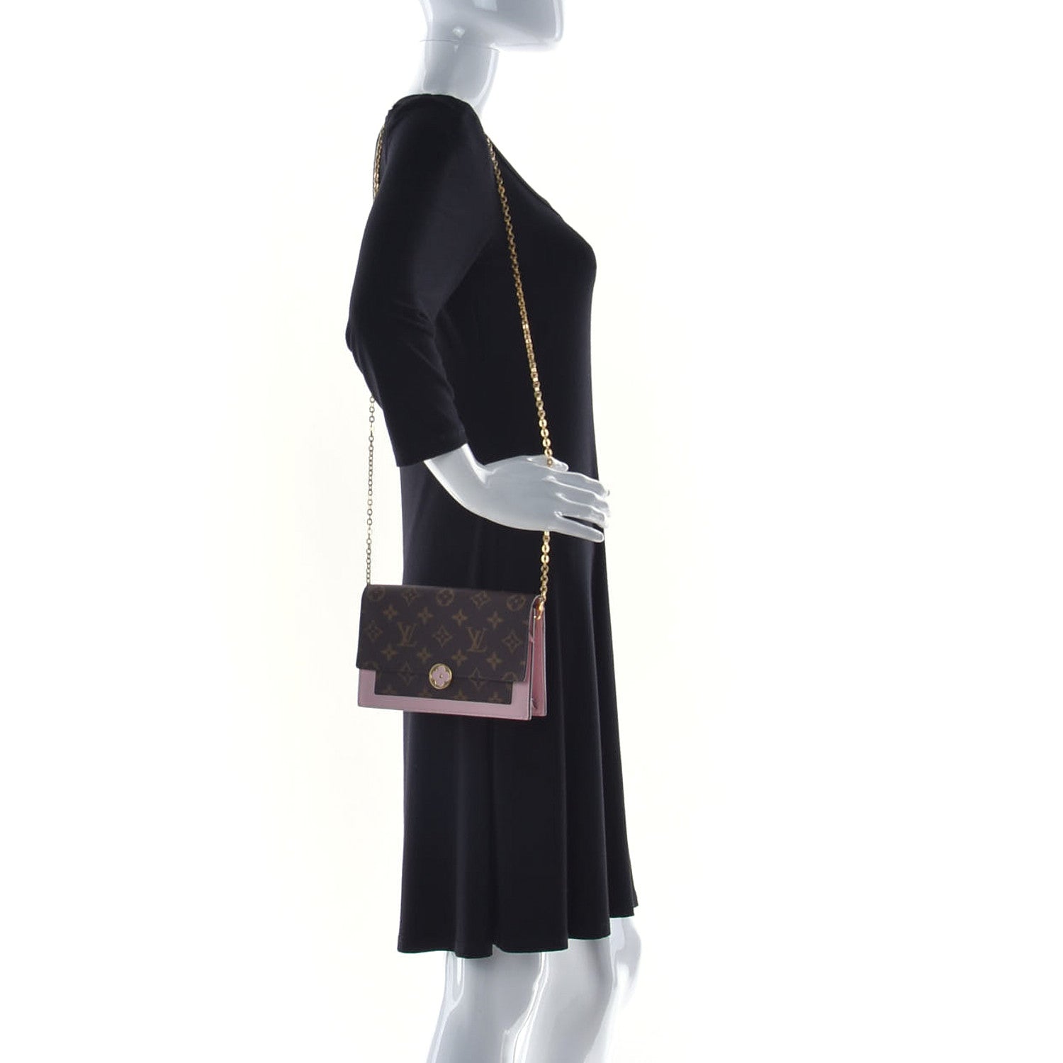 Louis Vuitton Monogram Flore Chain Wallet Rose Ballerine 2 of 9