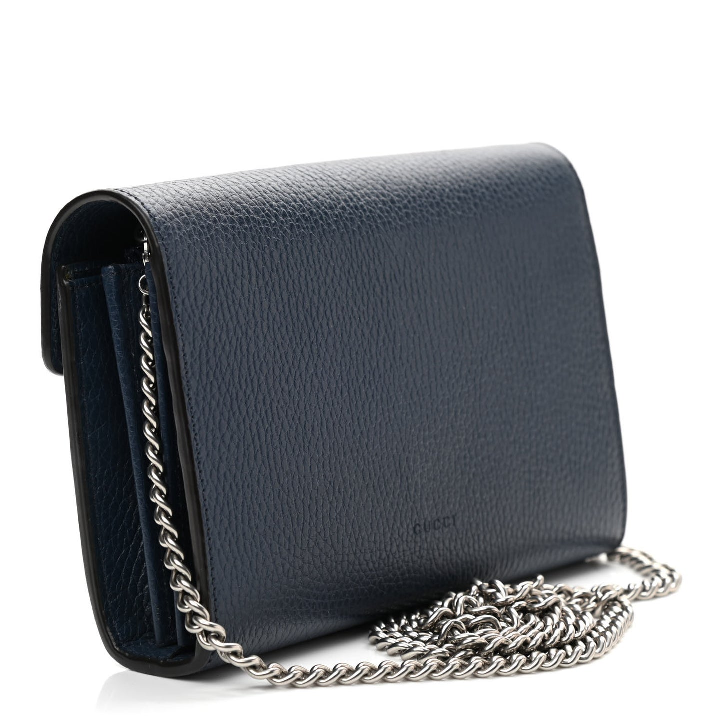 Dollar Calfskin Crystal Mini Dionysus Chain Wallet Blue Agata Black Diamond