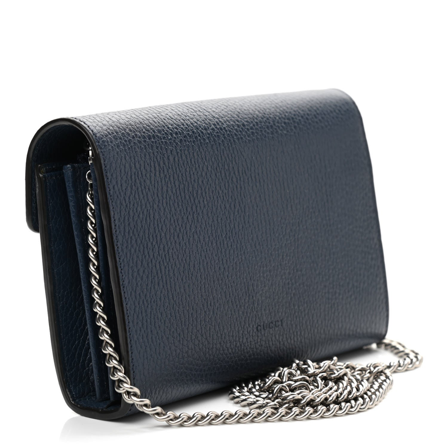 Gucci Dollar Calfskin Crystal Mini Dionysus Chain Wallet Blue Agata Black Diamond 3 of 7