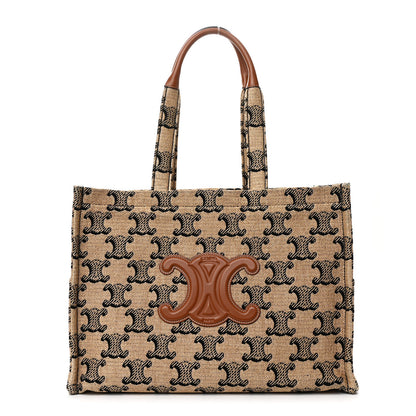 Celine Canvas Calfskin Triomphe Large Cabas Thais Natural Tan 1 of 12