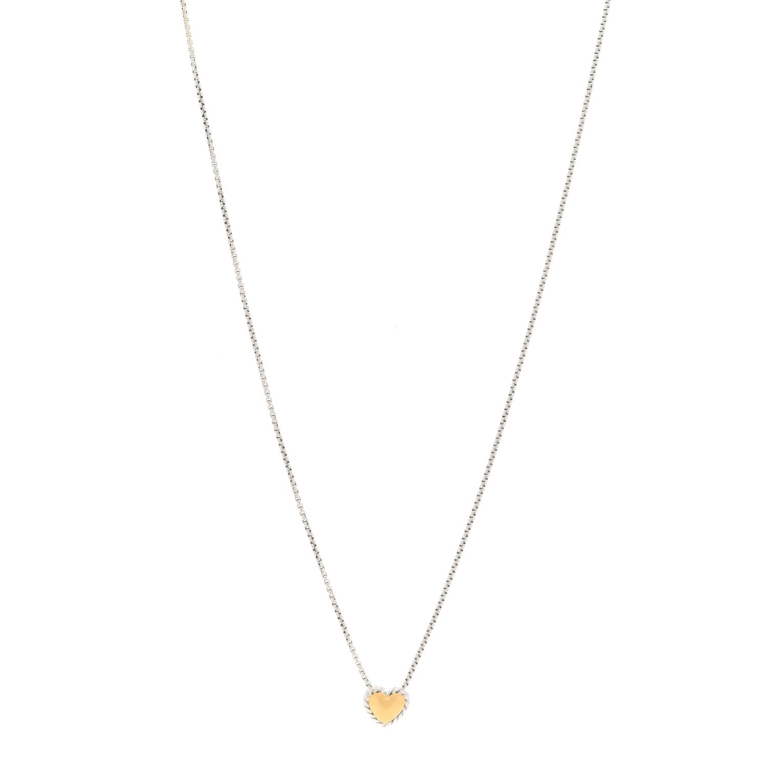 David Yurman Sterling Silver 18K Yellow Gold Cable Cookie Heart Pendant Necklace 1 of 6