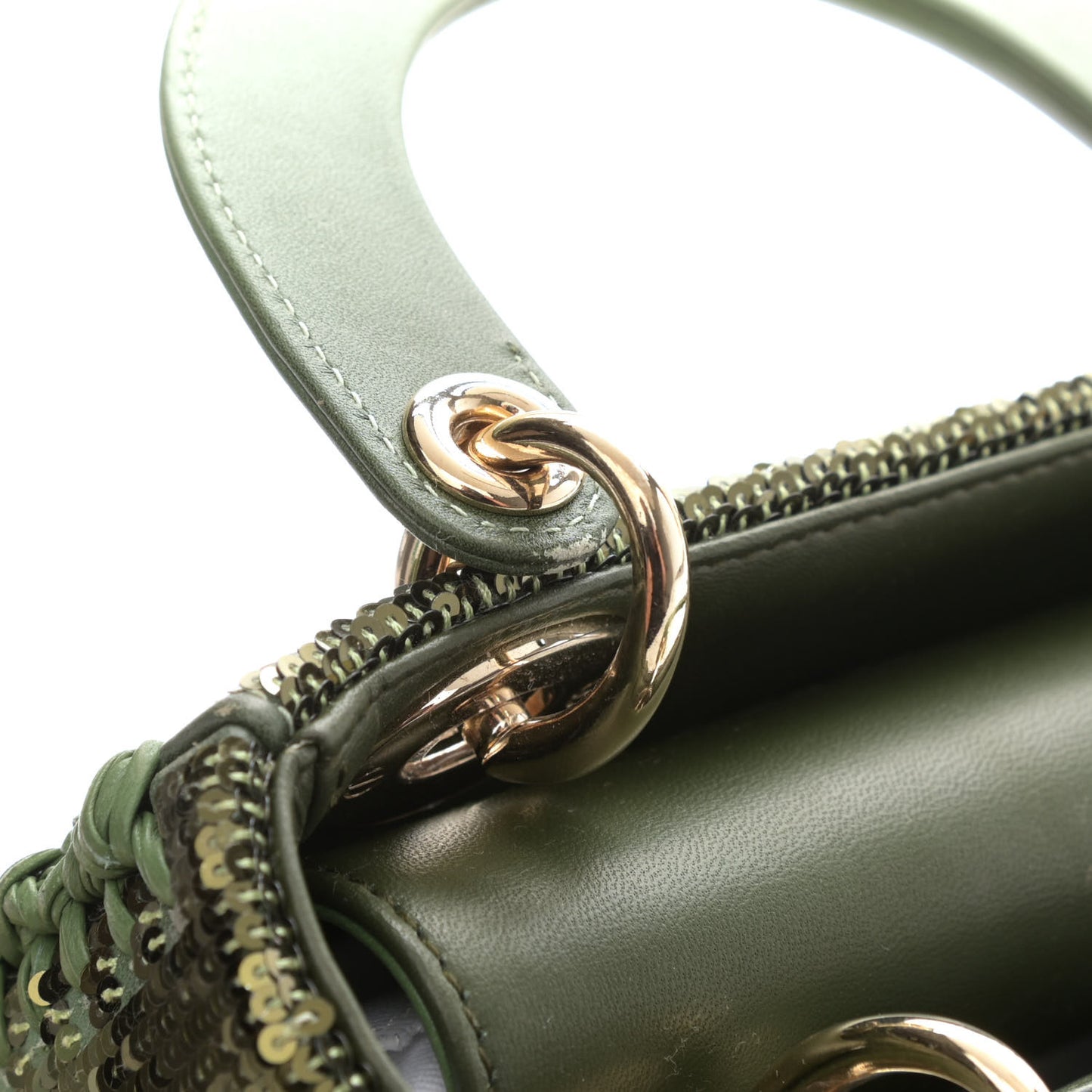 Calfskin Sequin Gradient Stitched Mini Lady Dior Green