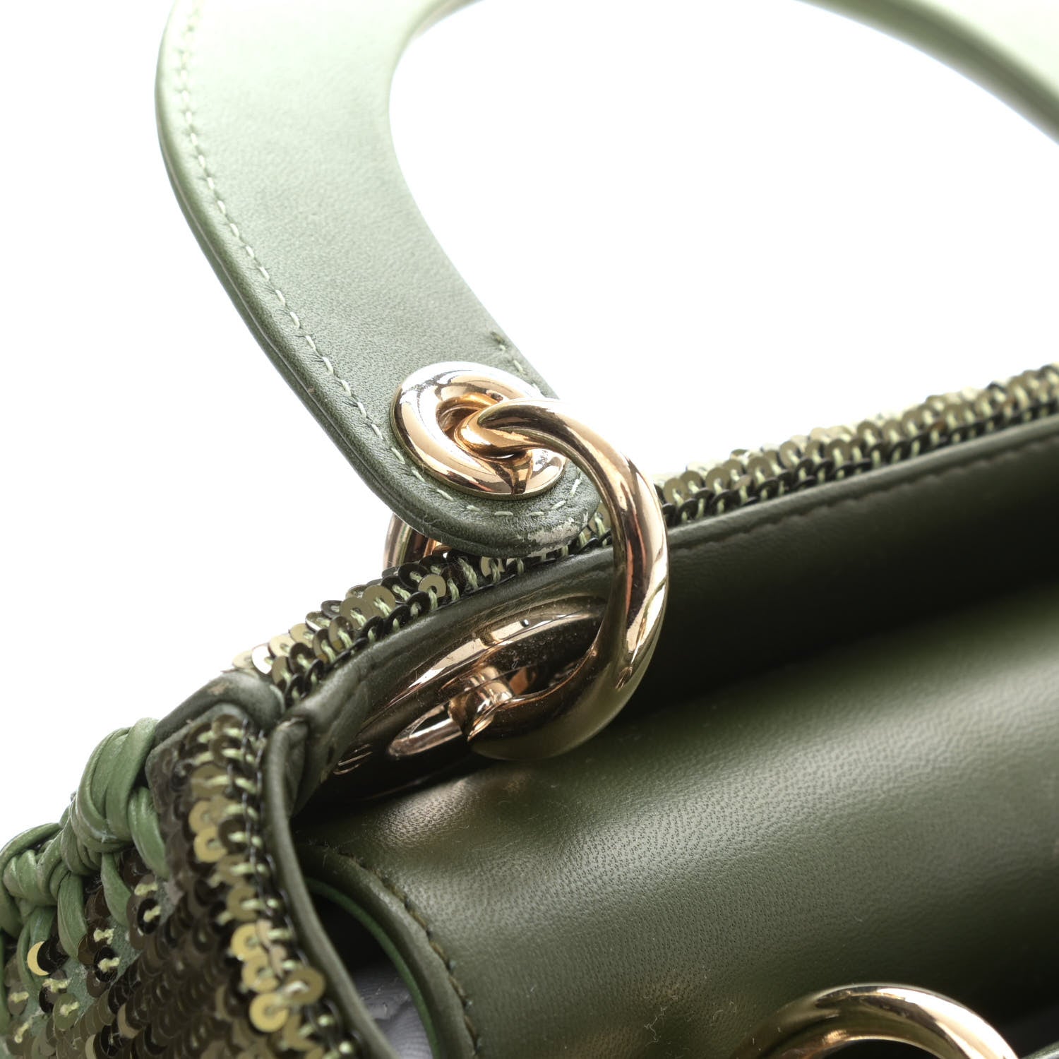 Christian Dior Calfskin Sequin Gradient Stitched Mini Lady Dior Green 10 of 13