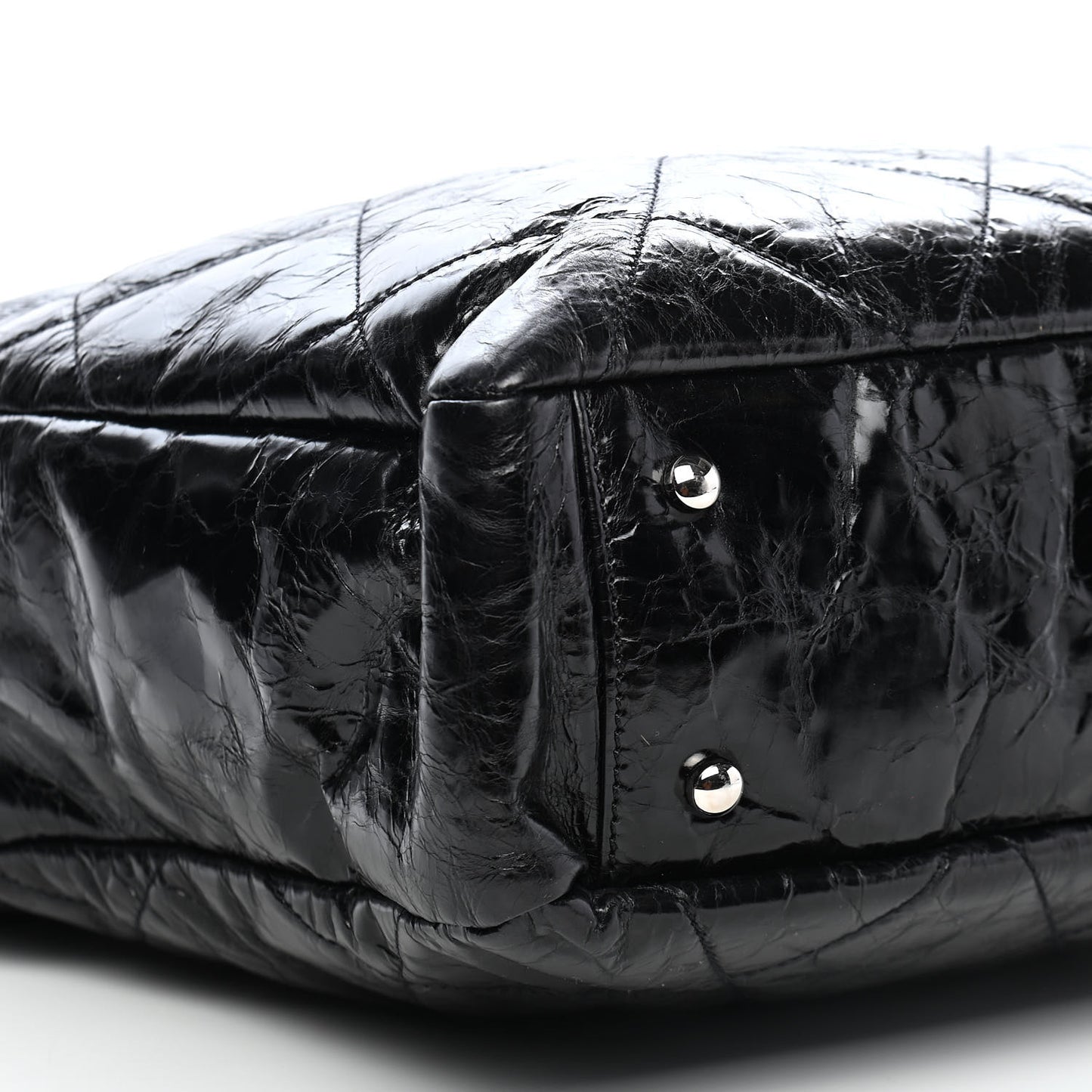 Glazed Calfskin Quilted Tweed Portobello Tote Black Red