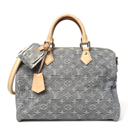 Louis Vuitton Monogram Denim Speedy Soft 30 Washed Gray 1 of 10