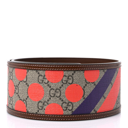 Gucci GG Supreme Monogram Equestrian Wide Belt 85 34 Brown Multicolor 2 of 4