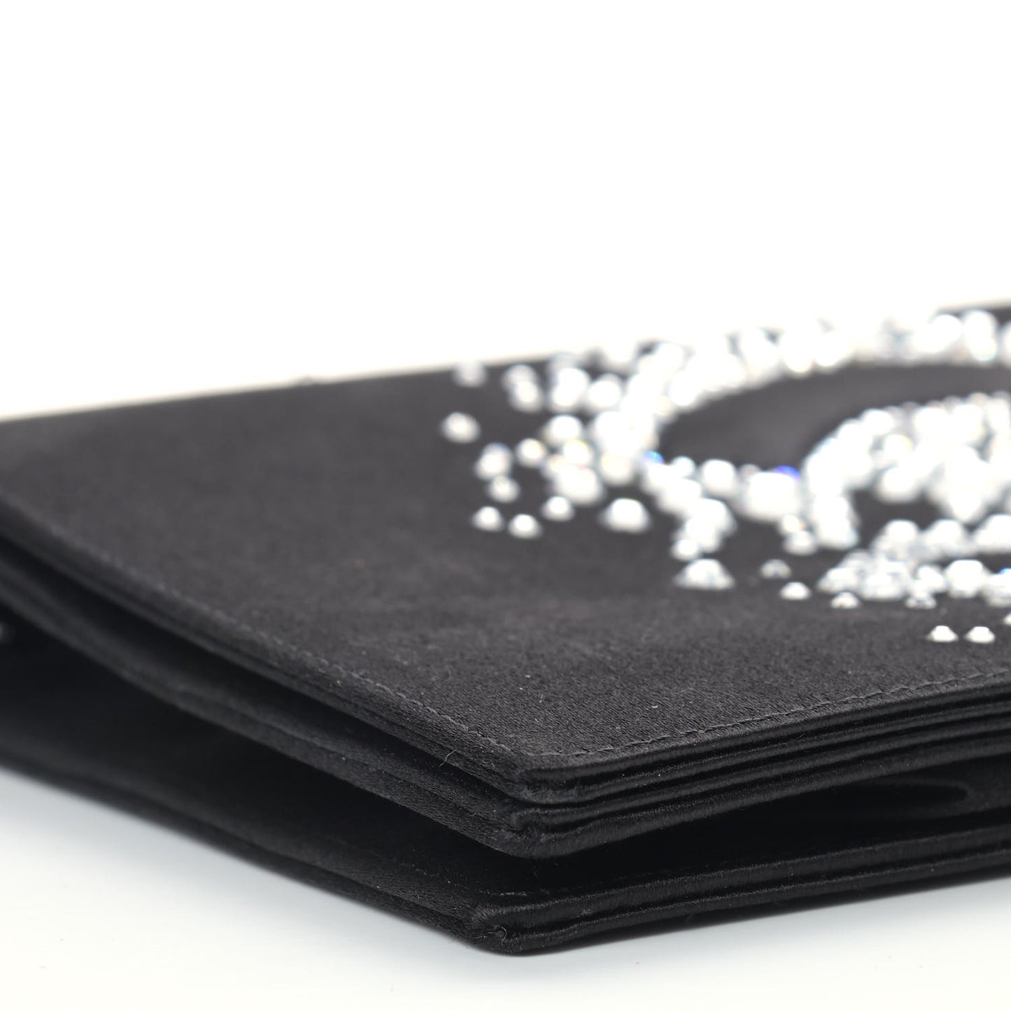 Satin Diamante Evening Clutch Bag Black
