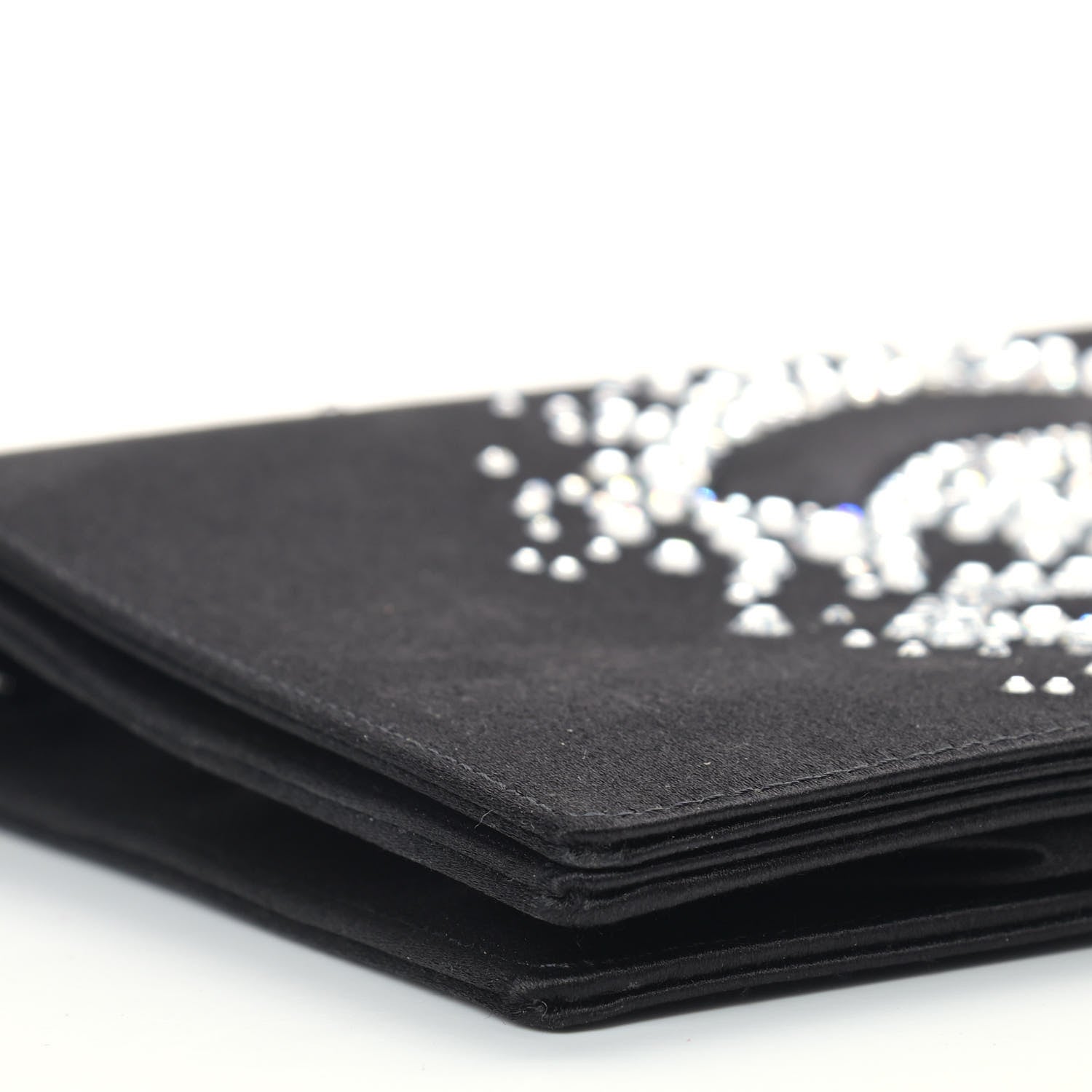 Chanel Satin Diamante Evening Clutch Bag Black 8 of 9