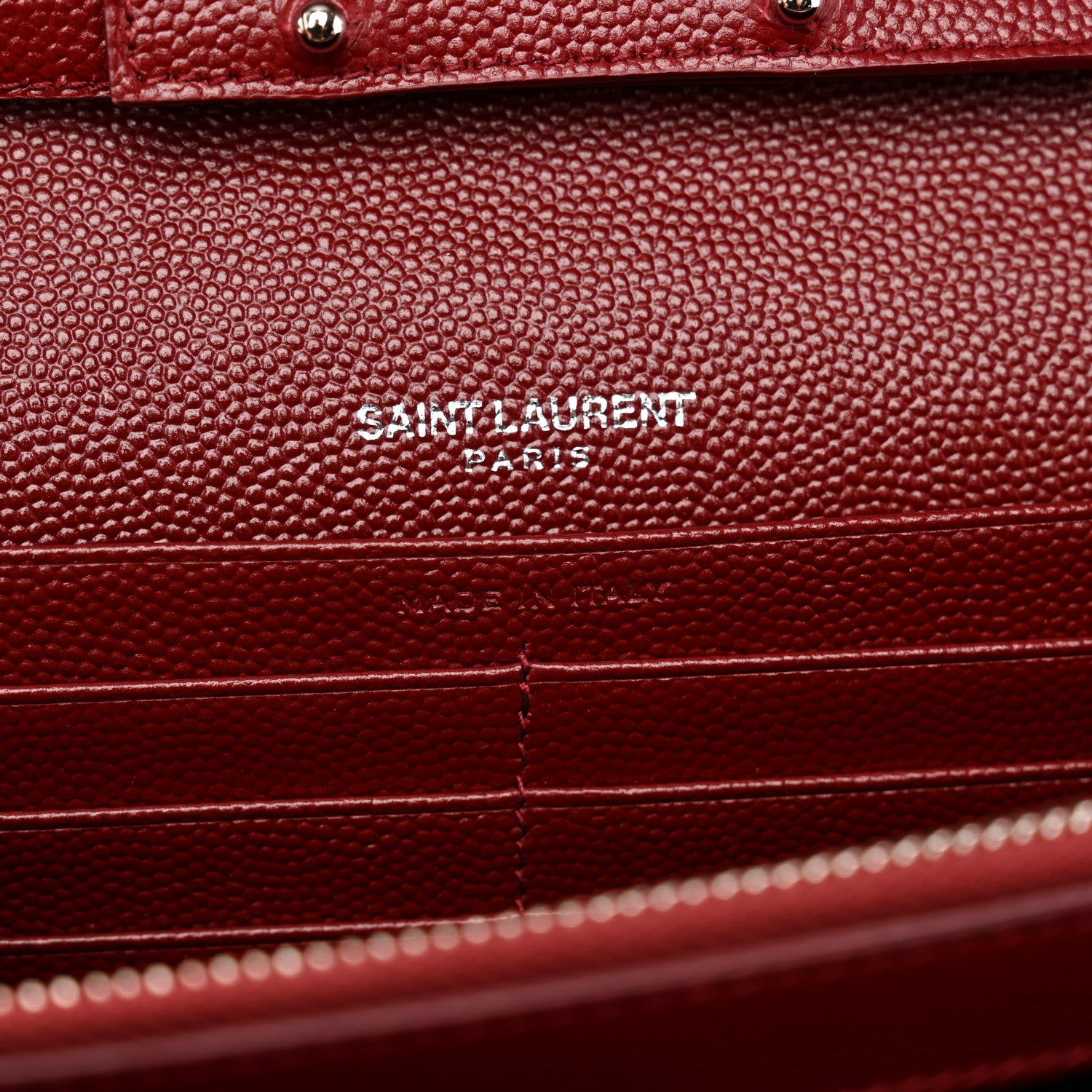 Saint Laurent Grain De Poudre Matelasse Chevron Monogram Chain Wallet Palissandre 6 of 9