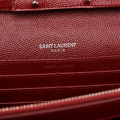 Saint Laurent Grain De Poudre Matelasse Chevron Monogram Chain Wallet Palissandre 6 of 9