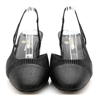Chanel Suede Kidskin Cap Toe CC Slingback Pumps 40 Black 3 of 9