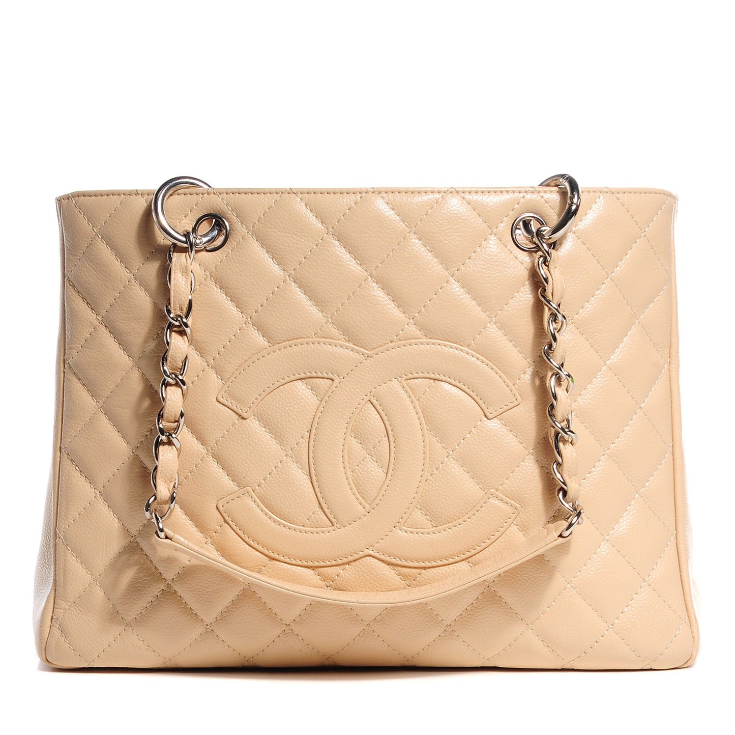 Caviar Quilted Grand Shopping Tote GST Beige Clair
