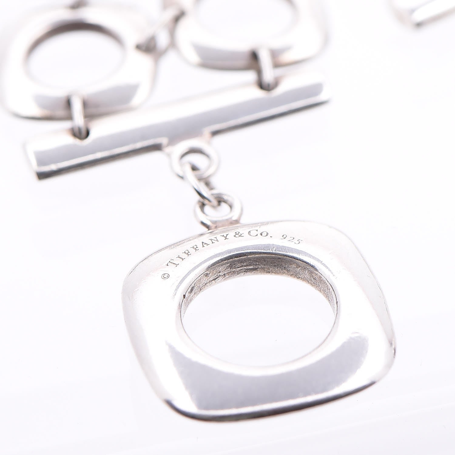 Tiffany Sterling Silver Double Cushion Square Link Toggle Bracelet 5 of 5