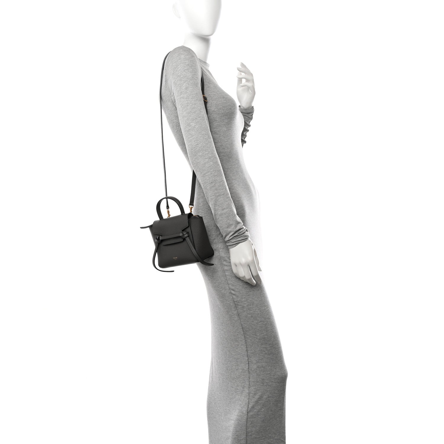 Celine Grained Calfskin Pico Belt Bag Grey 2 of 10
