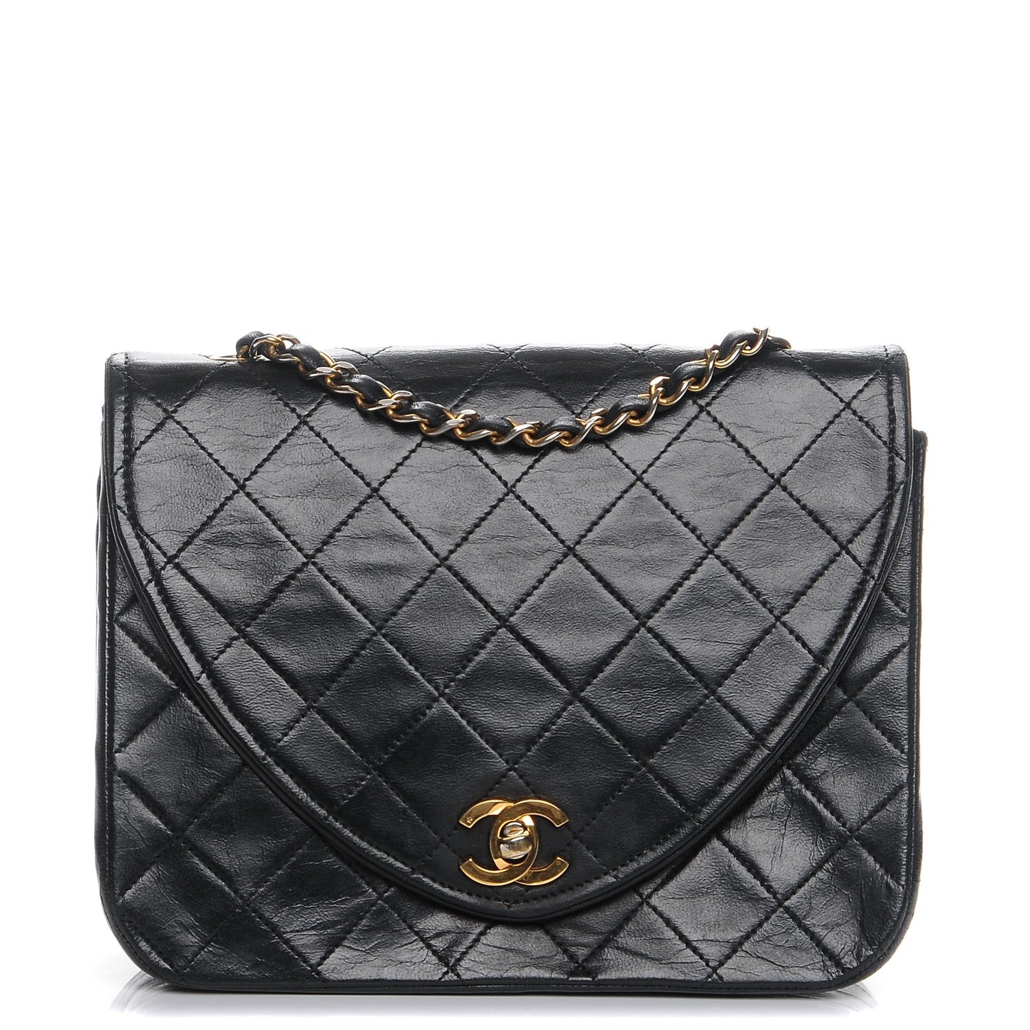 Lambskin Quilted Small Single Flap Black
