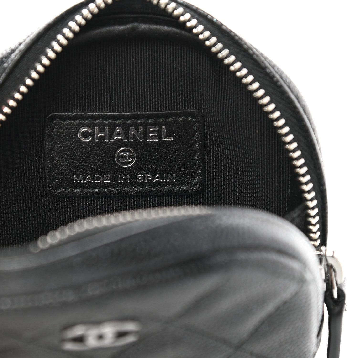 Chanel Iridescent Caviar Quilted Zip Around Classic Coin Purse Black 6 of 7