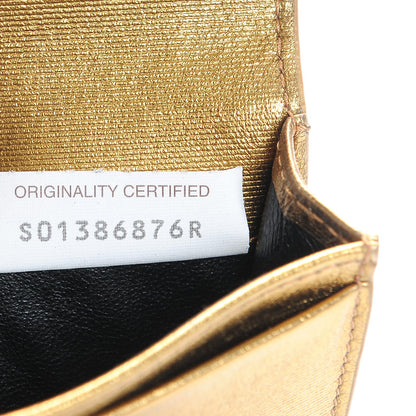 Bottega Veneta Metallic Intrecciato Grosgrain Card Case Dark Gold 7 of 7