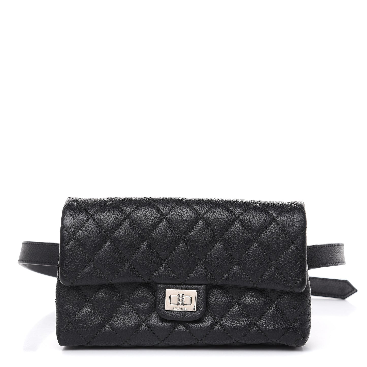 Grained Calfskin Quilted 2.55 Reissue Flap Belt Bag Clutch Black