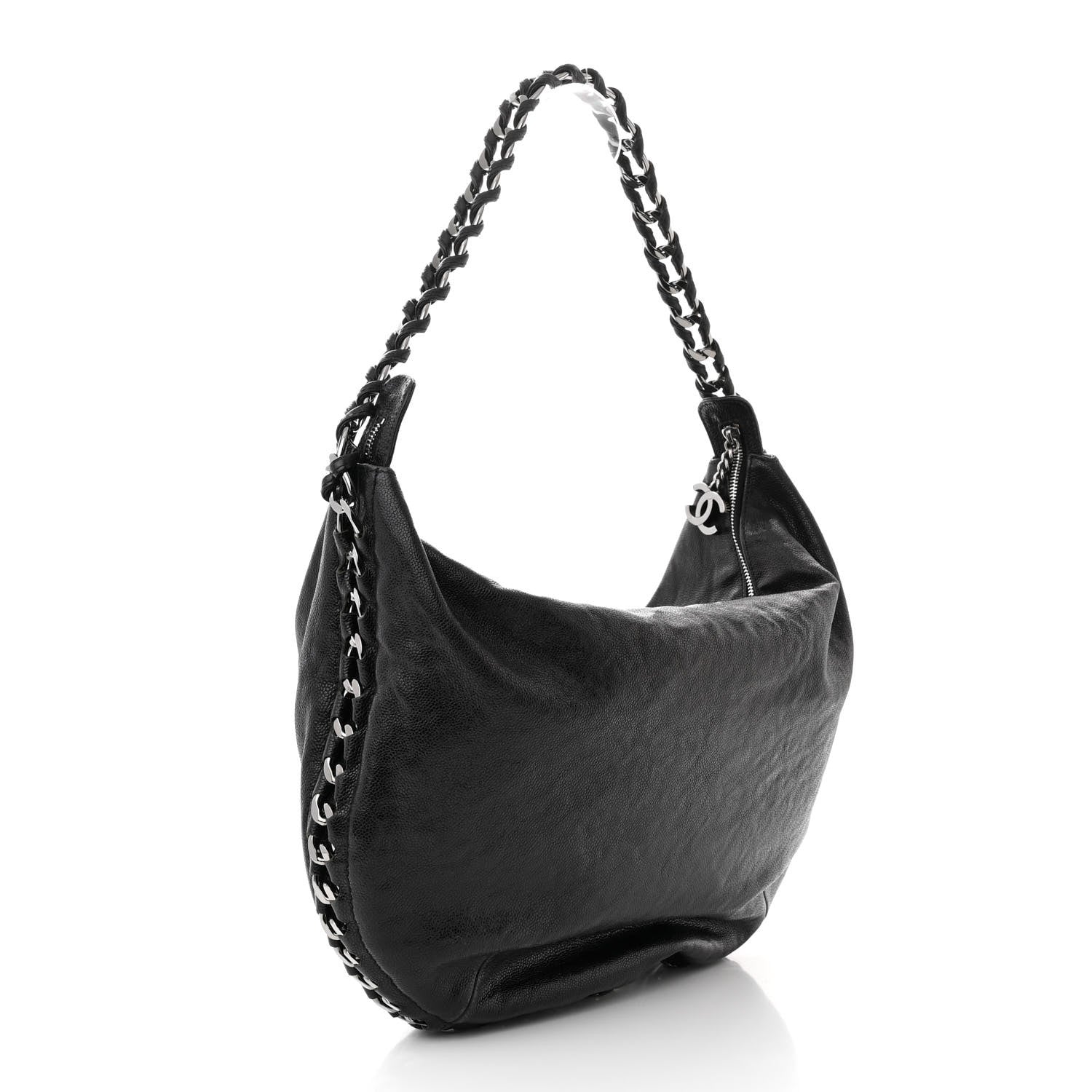 Chanel Glazed Caviar Modern Chain Hobo Black 3 of 12