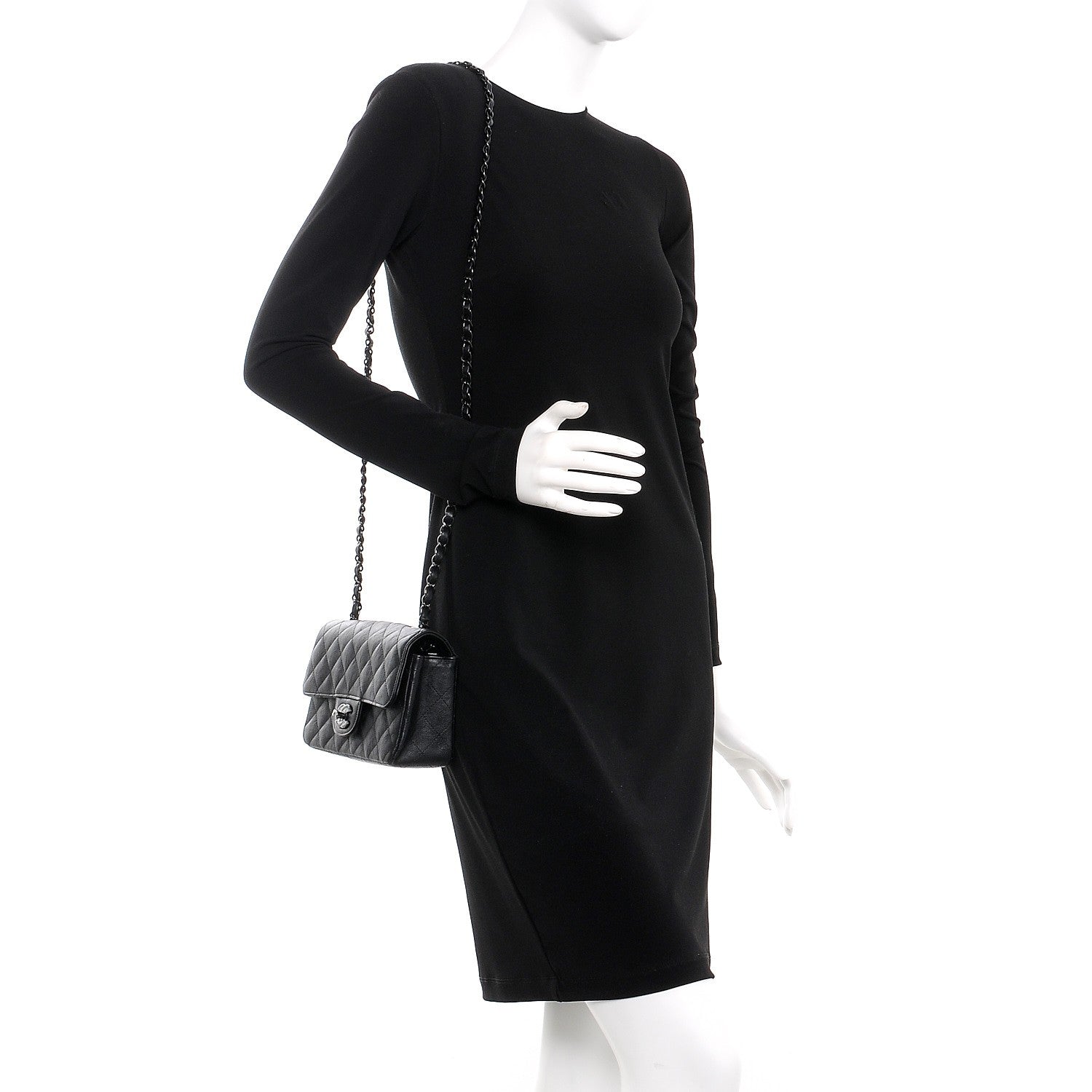 Chanel Crumpled Calfskin Quilted Mini Rectangular Flap So Black 2 of 8