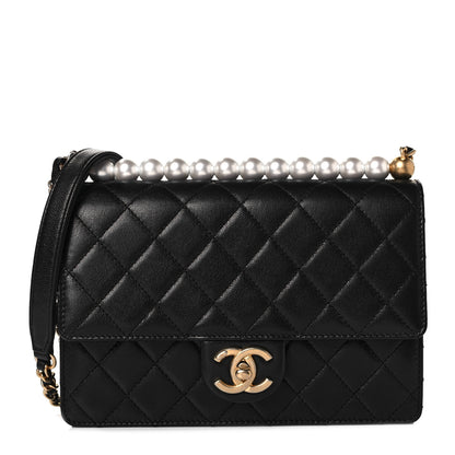 Chanel Lambskin Quilted Small Chic Pearls Flap Black 1 of 9