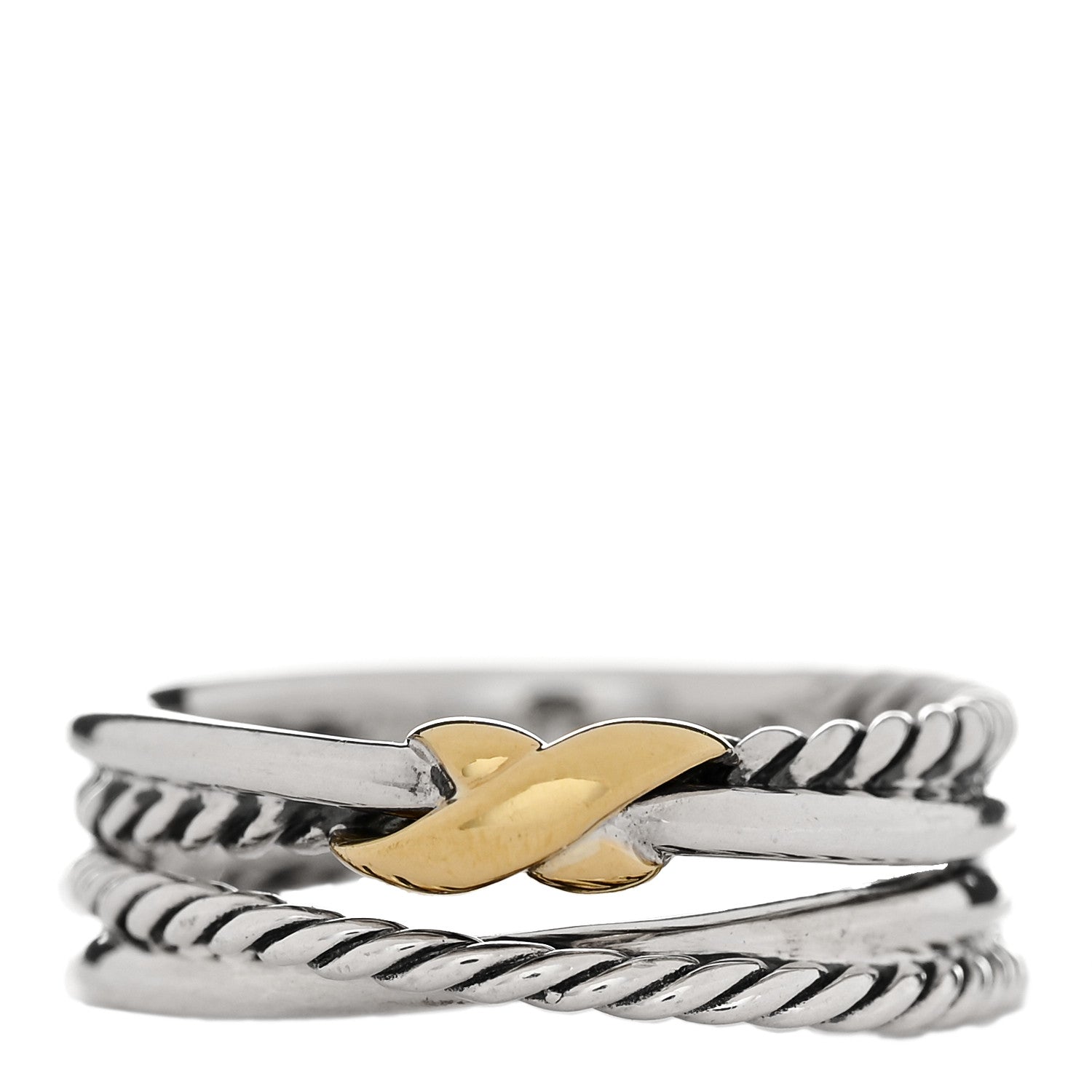 David Yurman Sterling Silver 18K Yellow Gold 6mm X Crossover Ring 54 6.75 1 of 5