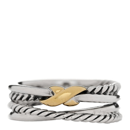 David Yurman Sterling Silver 18K Yellow Gold 6mm X Crossover Ring 54 6.75 1 of 5