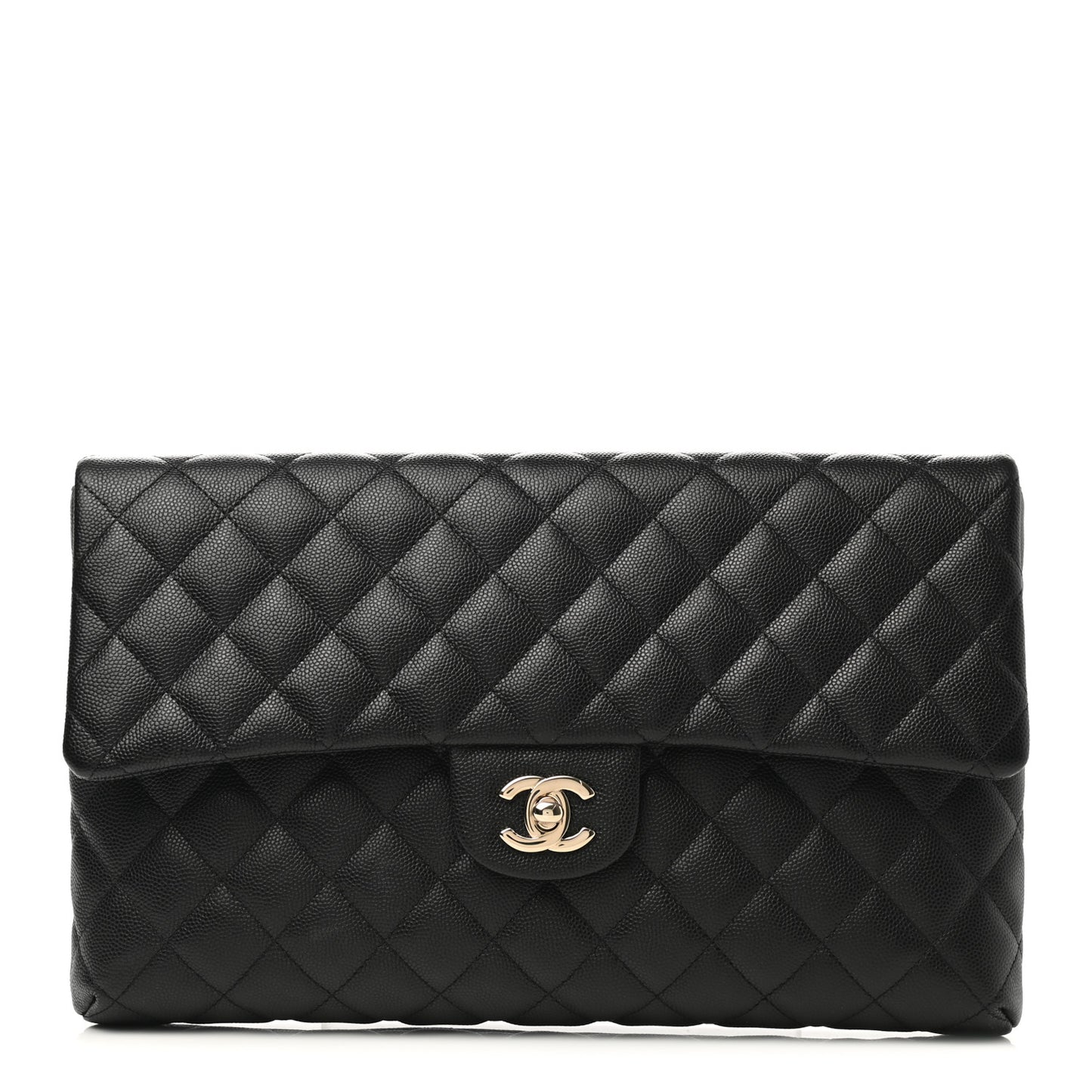 Caviar Quilted Flap Clutch Black