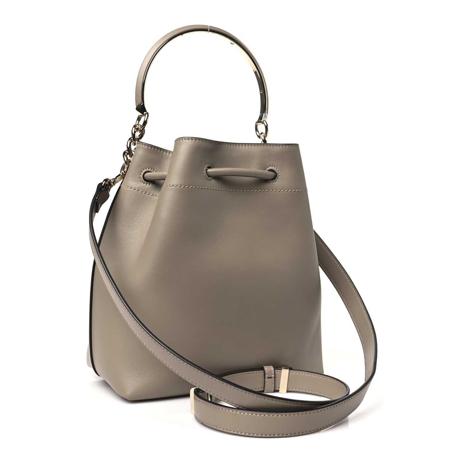 Jimmy Choo Calfskin Bon Bon Bucket Bag Taupe 3 of 11
