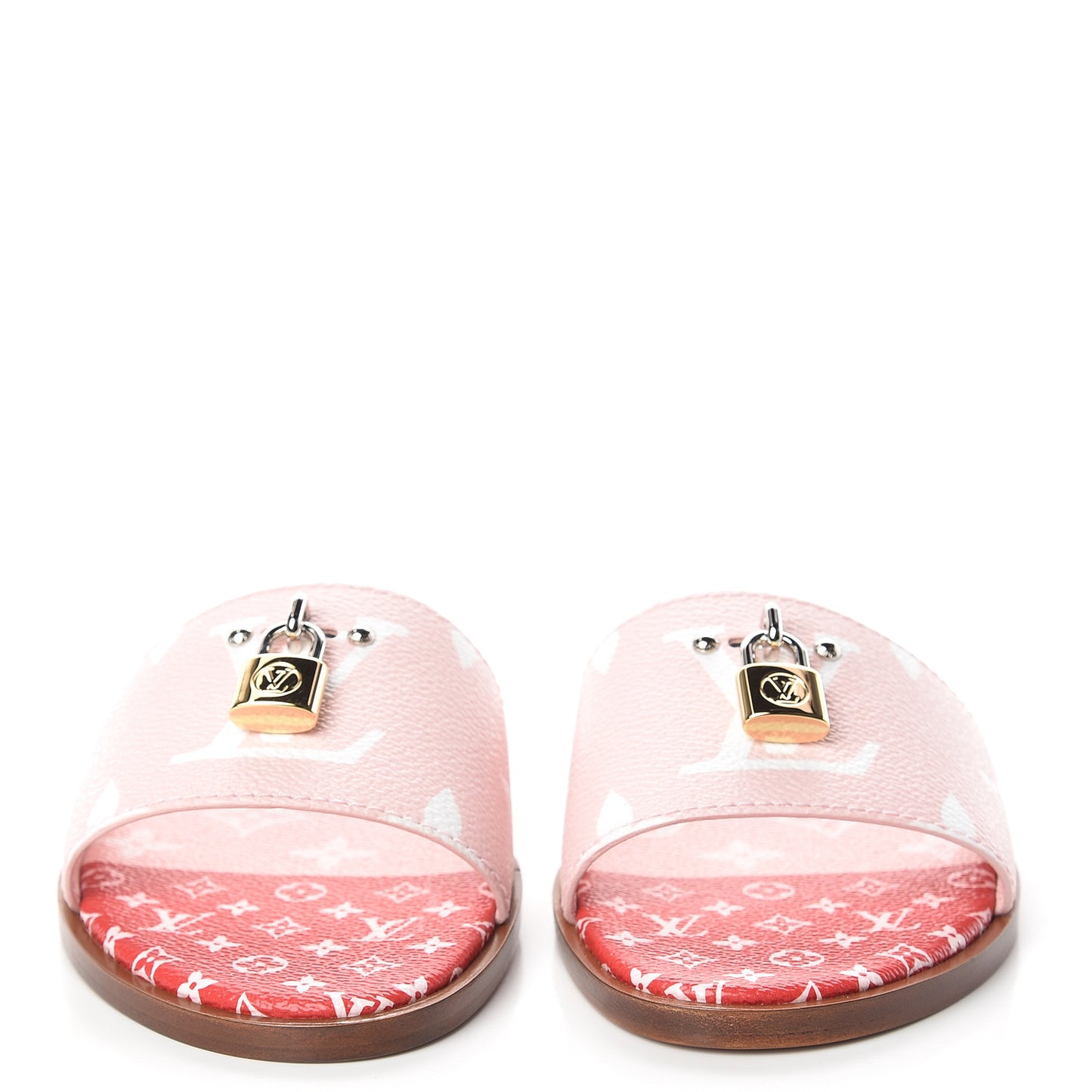 Monogram Giant Lock It Flat Mule 38 Rouge Rose